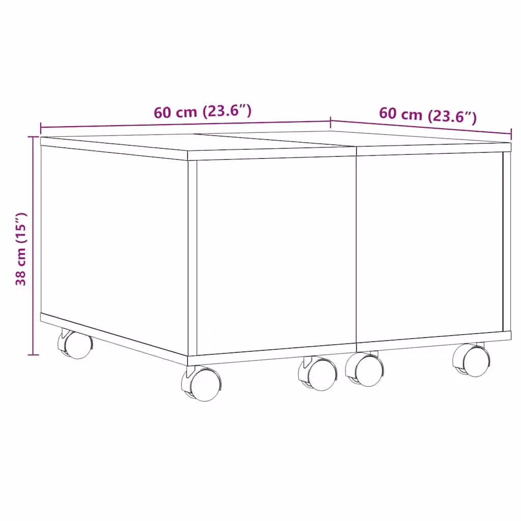 Berkfield Home Rustic Brown Square Coffee Table in Engineered Wood, W/D/H: 60 x 60 x 38 cm – 5