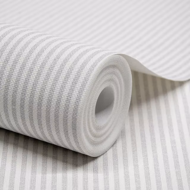 Grandeco Pinstripe Nursery Textured Wallpaper in Grey