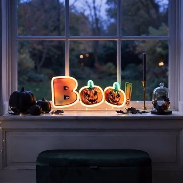 Garden Greatness Luminous Boo Acrylic Halloween Tabletop Light in Multicolour – 1