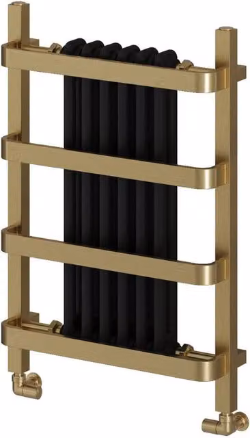 Bathroom Kingdom Regina Brushed Brass Heated Towel Rail in Gold, W: 55.0 cm, H: 80.0 cm