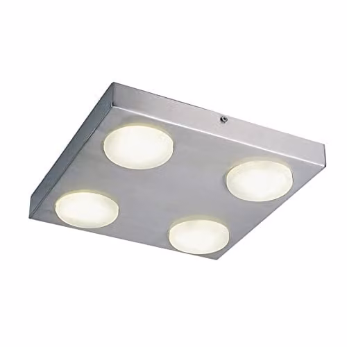 Netlighting Kyoto 4 Light Flush Ceiling Light in Grey Aluminium and Glass