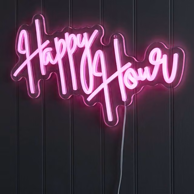 Garden Greatness NeonEsque Happy Hour Multicolour LED Neon Sign