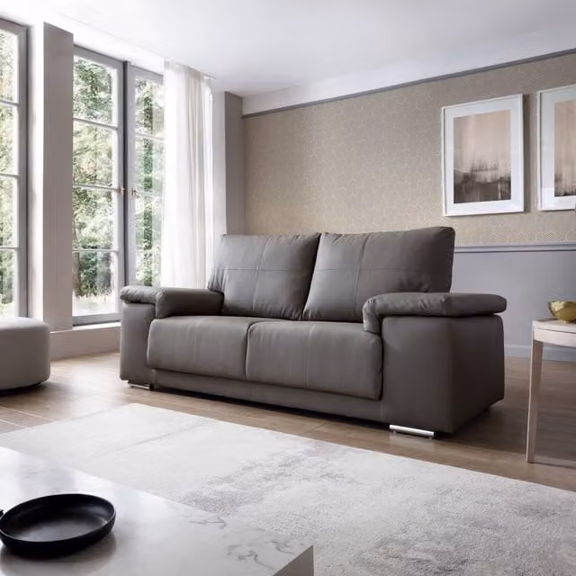 Abakus Direct Texas 2 Seater Upholstered Sofa in Grey Synthetic Leather