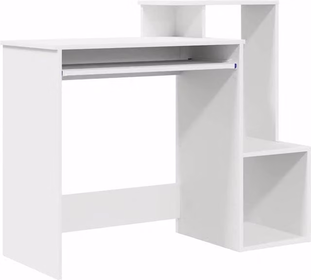 Berkfield Home White Modern Computer Desk with MDF Storage – 1