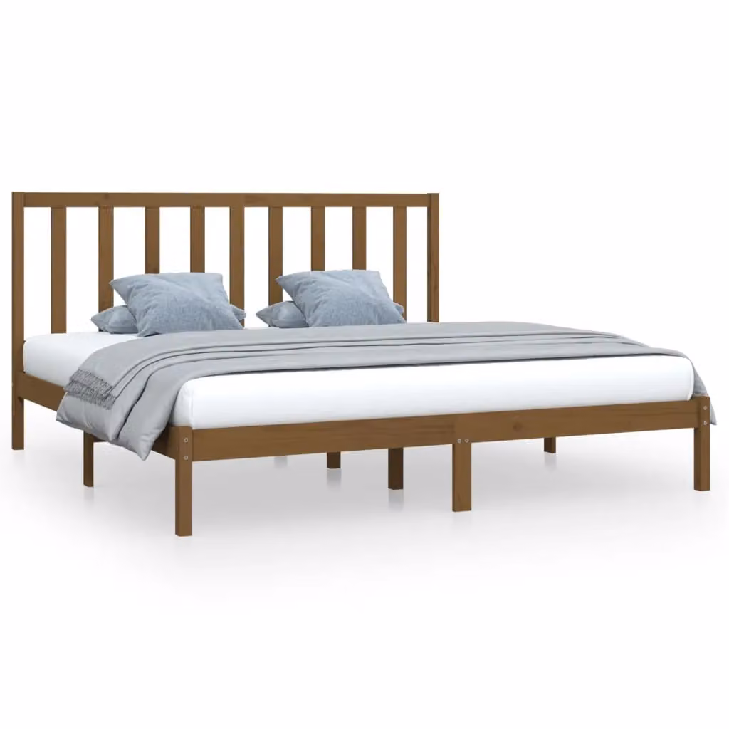 Berkfield Home Rustic Solid Wood Pine Bed Frame, Brown, W/D/H: 200 x 200 cm – 2
