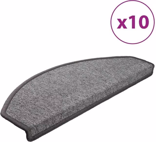 Berkfield Home Self-Adhesive Stair Mats, 10 Pack, Dark Grey, W: 65 cm, D: 24 cm, H: 4 cm