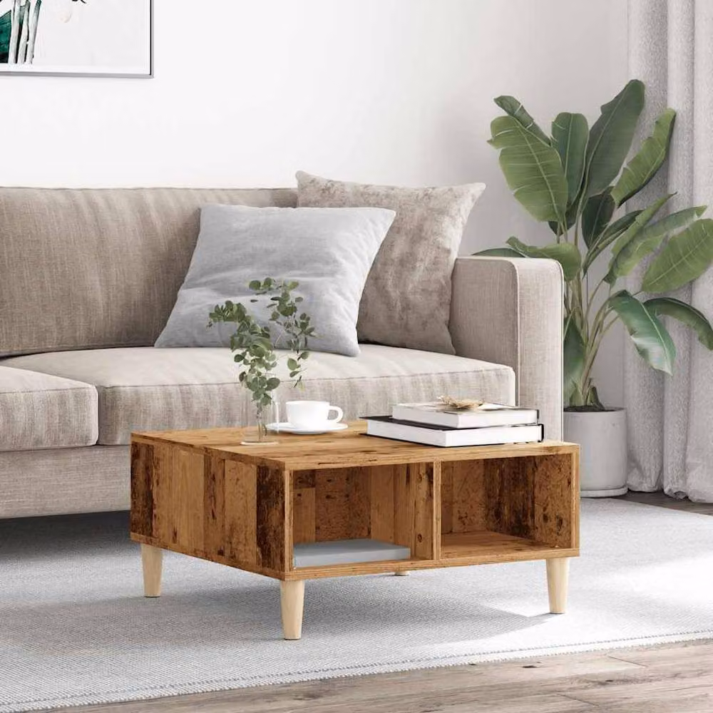 Berkfield Home Square Coffee Table in Brown Old Wood, W/D/H: 60 x 60 x 30 cm – 3