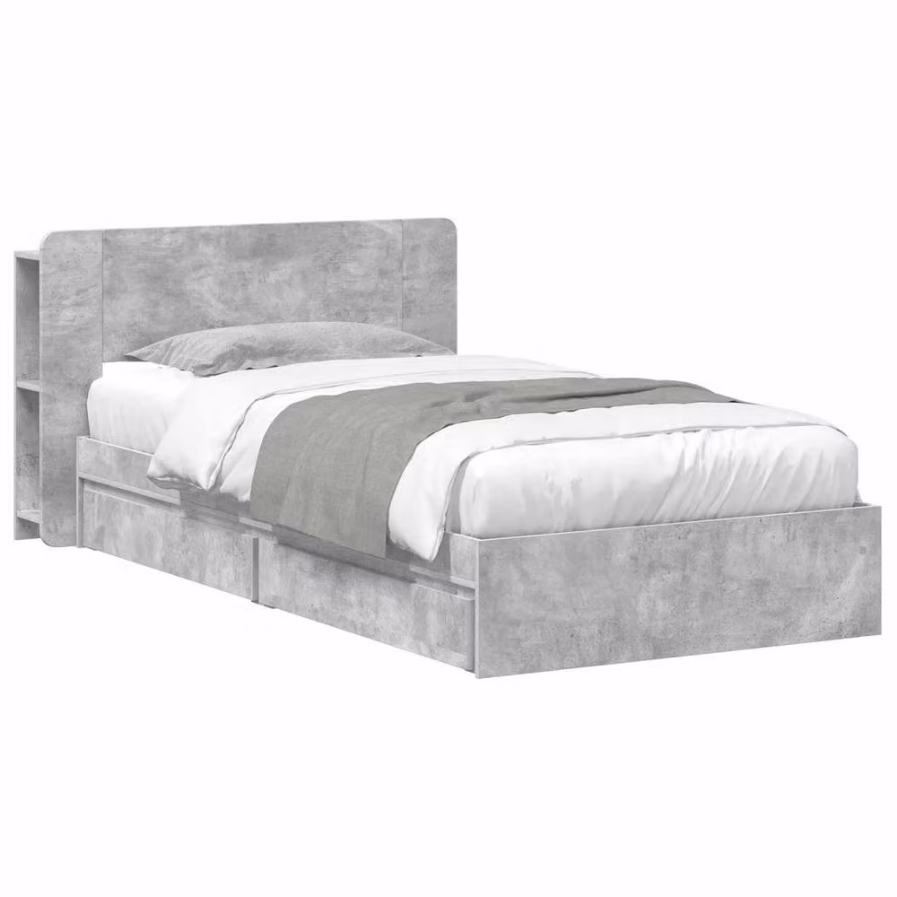 Berkfield Home Modern Bed Frame with Storage Drawers in Concrete Grey, W/D/H: 90 x 190 cm – 2