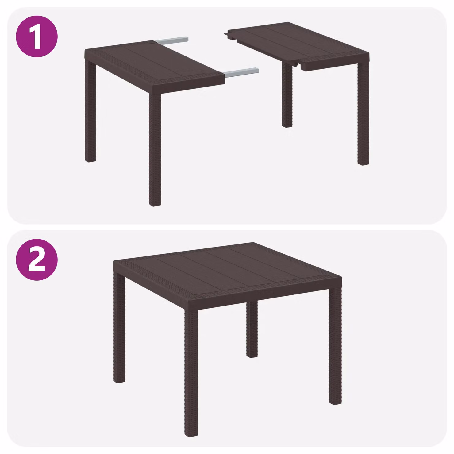 Berkfield Home Modern Brown Poly Rattan Garden Table W/D/H: 100 x 100 x 73 cm – 6