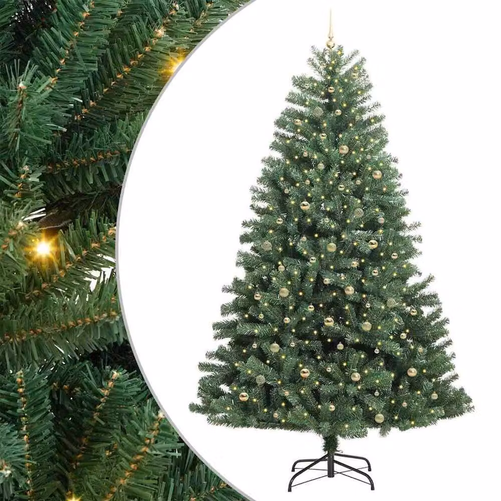 Berkfield Home Green Artificial Hinged Christmas Tree, Height: 300 cm – 2