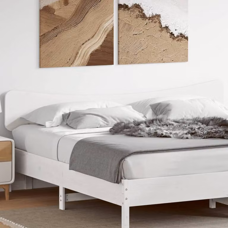 Berkfield Home Rustic White Solid Wood Pine Headboard, Width: 200 cm