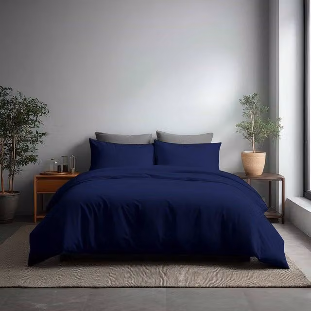 Snug City Microfibre Soft Touch Duvet Cover and Pillowcase Set in Navy Blue, Double, W: 140 cm, H: 200 cm – 1