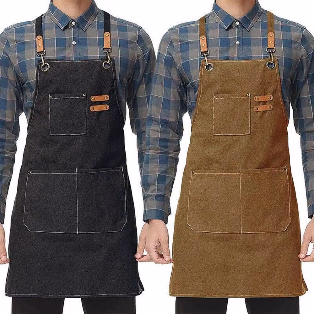 NESTLUNE Black Waterproof Canvas Pockets Apron for Crafts and Baking, W 100 cm x H 60 cm – 3