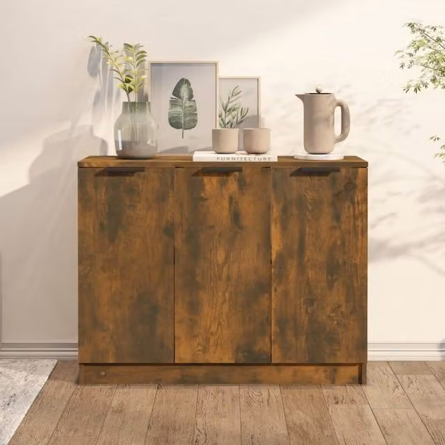Berkfield Home Modern Smoked Oak Sideboard in Brown, W/D/H: 90.5 x 30 x 70 cm – 1