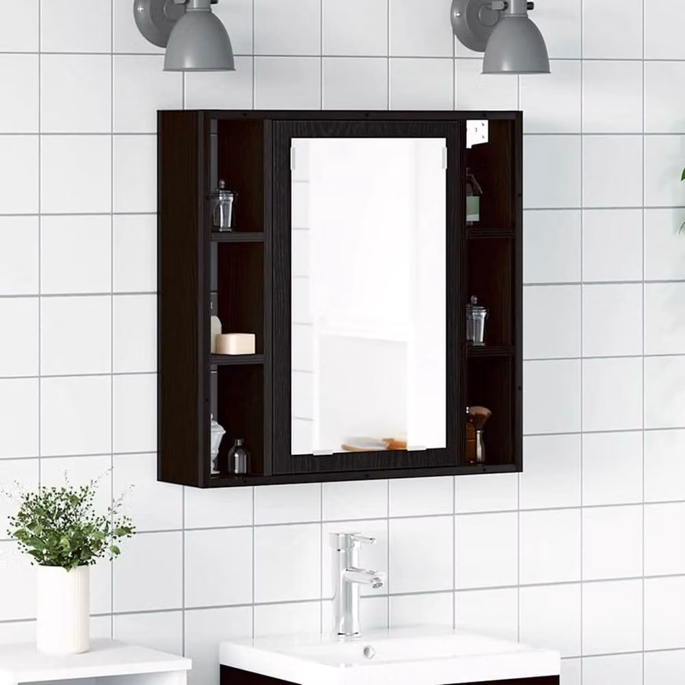 Berkfield Home Black Oak Bathroom Mirror Cabinet, W/D/H: 60 x 16 x 60 cm – 2