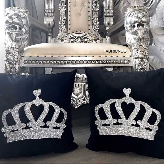 FABRICNCO Black Plush Velvet Square Cushion