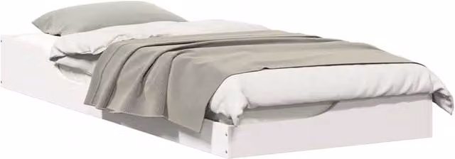 Berkfield Home Modern Solid Wood Floor Bed Frame, White, W: 90 cm, L: 210 cm