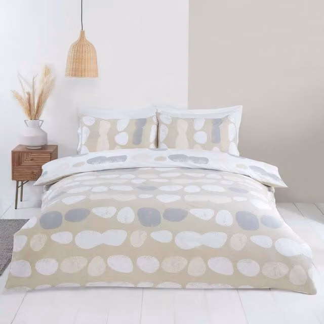 Rapport Home Truro Microfibre Duvet Cover Set in Blue, Yellow and Beige, 180 x 200 cm