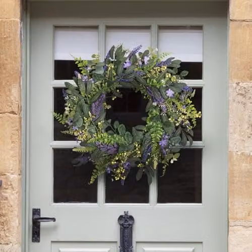OHS Purple Lavender Artificial Floral Wreath for Spring and Summer Decoration, W/D/H: 50 x 50 x 50 cm – 5