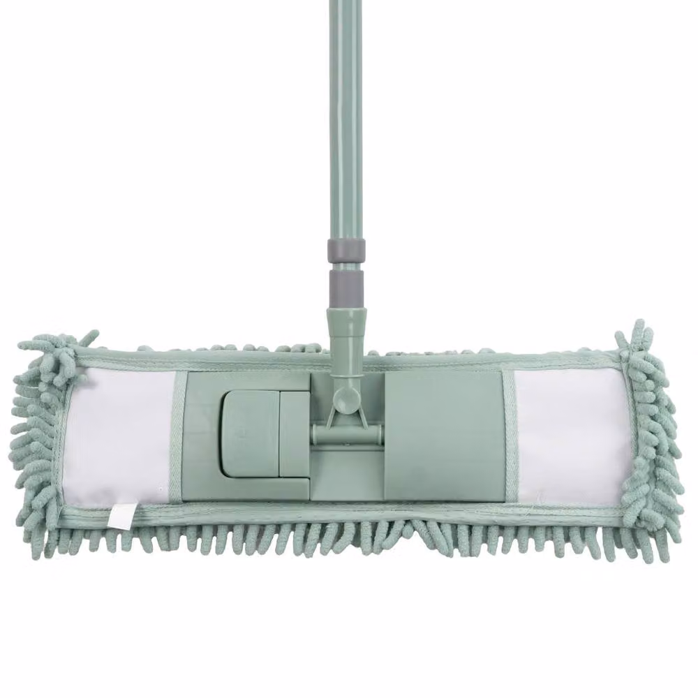JVL Extendable Chenille Mop with 2 Microfibre Replacement Heads in Green – 2