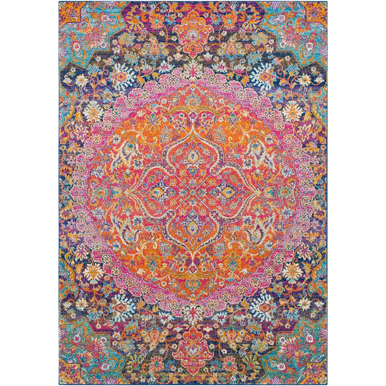 Livabliss Harput Vintage Boho Living Room Rug in Red, Orange, Blue and Grey, W: 120 cm, L: 170 cm – 2