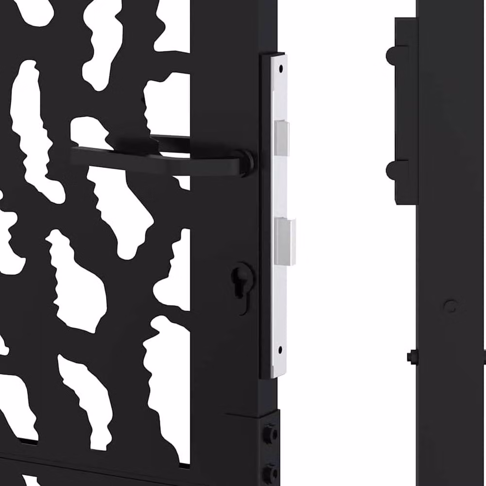 Berkfield Home Beautiful Garden Gate in Black Steel with Trace Design, W: 105 cm, H: 130 cm – 6