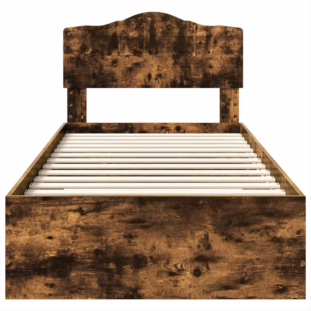 Berkfield Home Bed Frame with Headboard in Smoked Oak Brown, W/D/H: 90 x 190 cm – 3