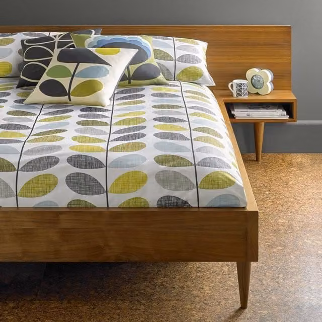 Orla Kiely Scribble Stem Printed Cotton Duvet Cover in Duckegg Seagrass and Blue
