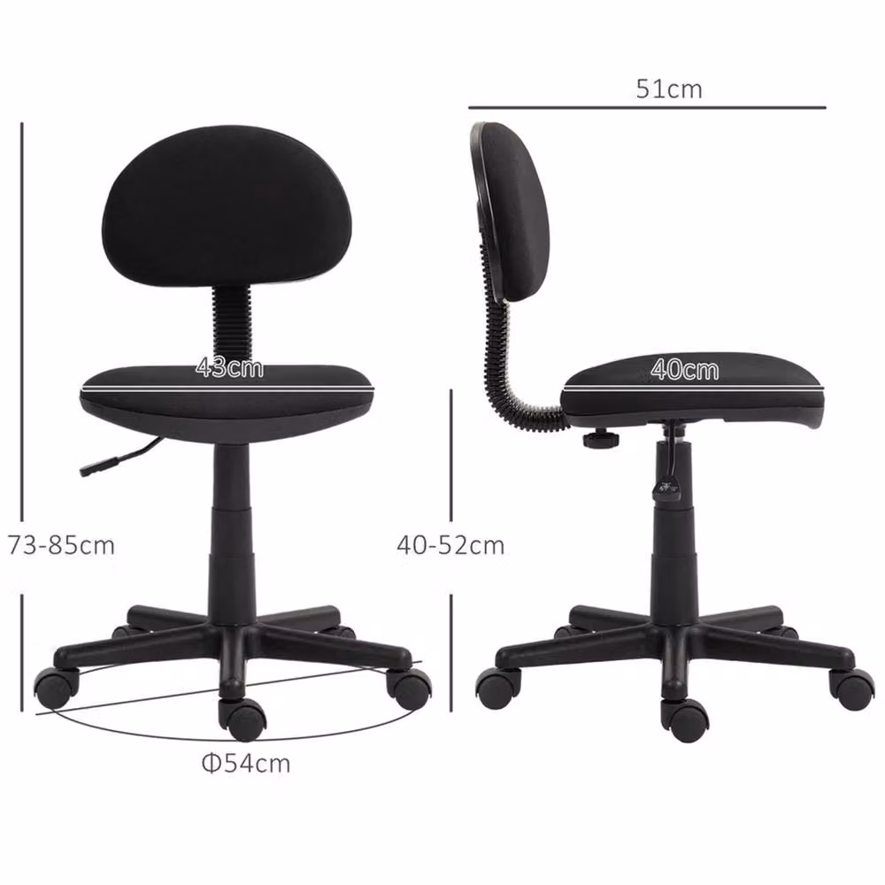 Nordara Black Fabric Task Chair with Headrest and 360 Degree Swivel – 2