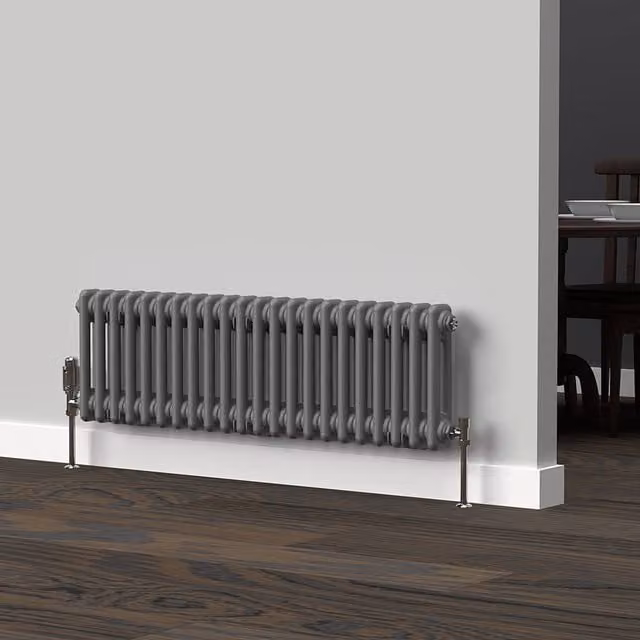 Lux Heat Horizontal 2 Column Steel Radiator in Anthracite Grey, H: 30 cm x W: 101 cm