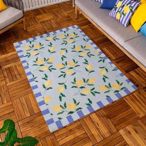 Riva Home Mediterranean Striped Indoor/Outdoor Washable Rug, Blue, W: 120 cm x D: 170 cm – 2