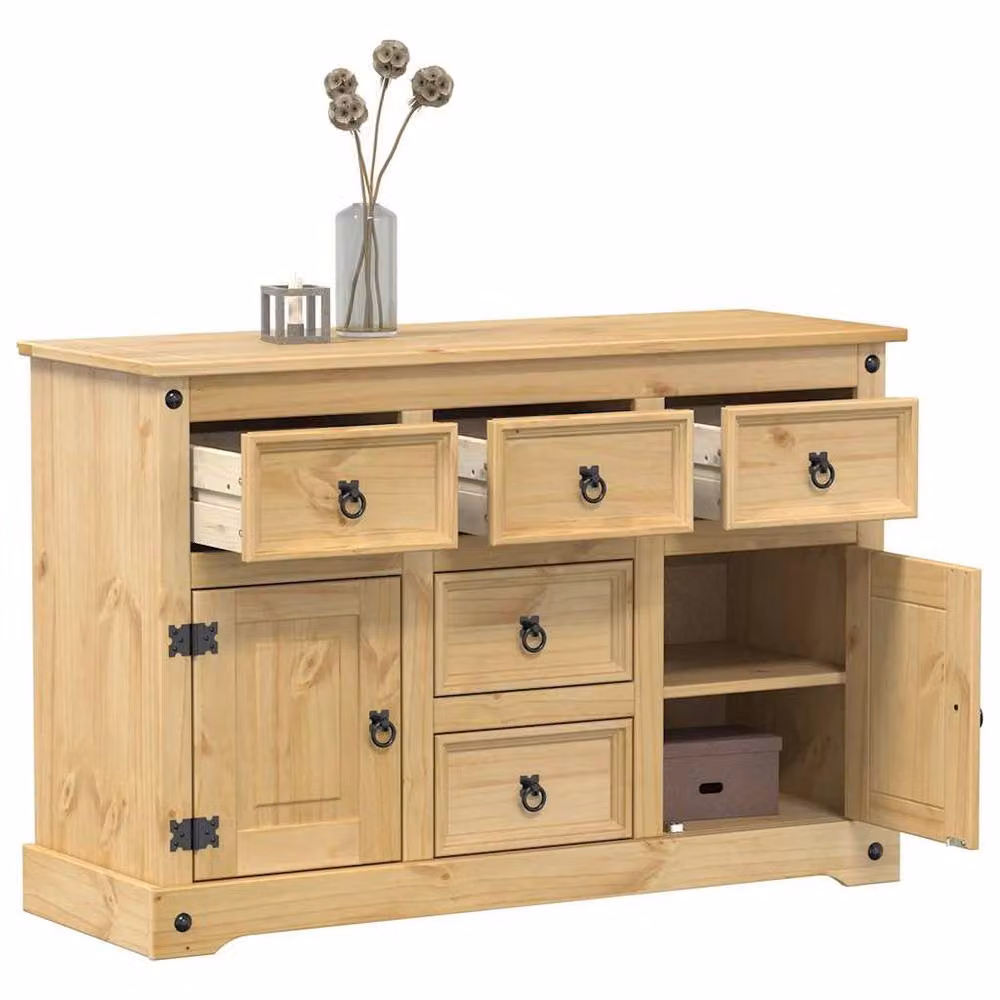 Berkfield Home Corona Sideboard in Light Brown Solid Pine Wood, W/D/H: 112 x 40 x 75 cm – 2
