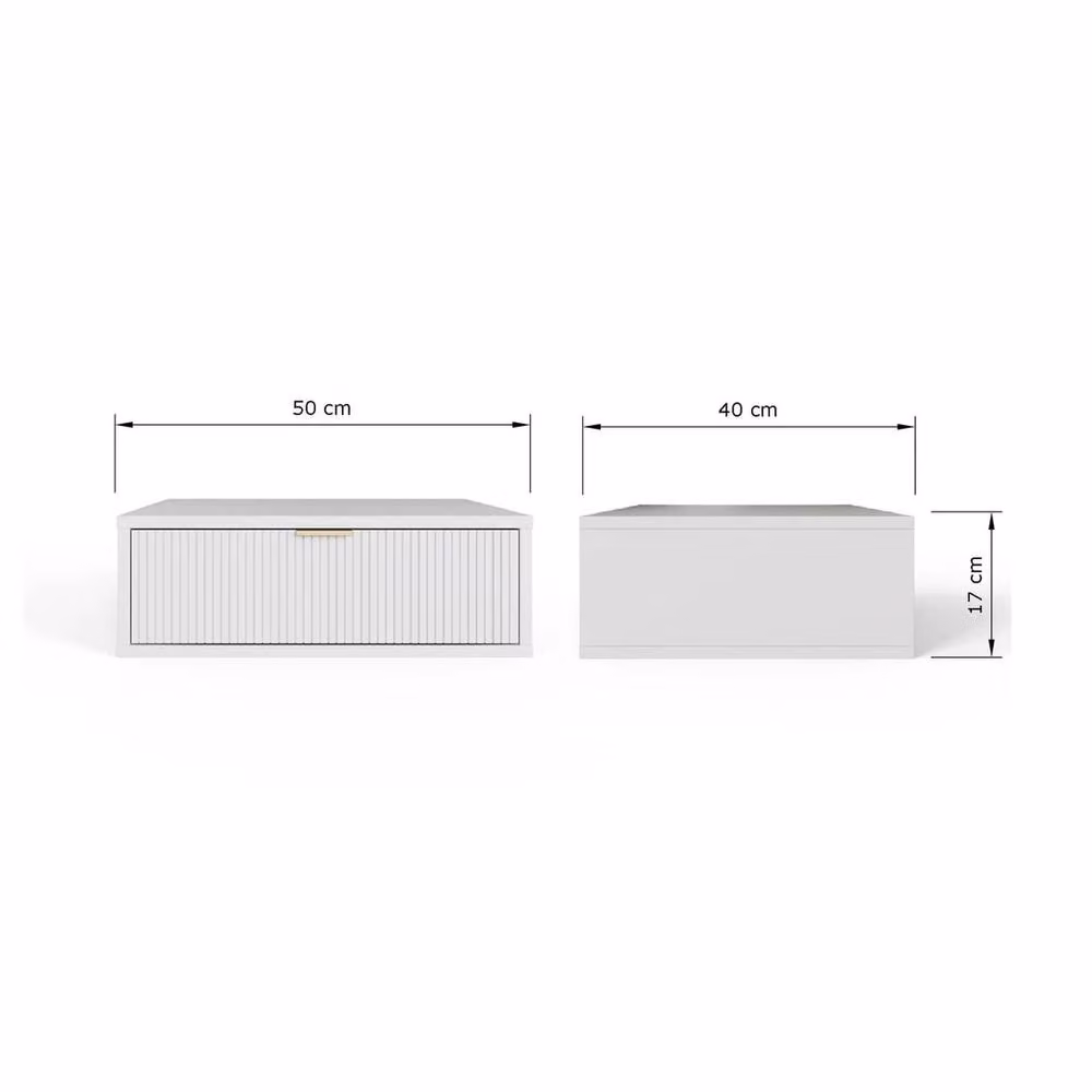 FORGEVIO Pair of Modern Wall Mounted Bedside Tables in White Matt – 2