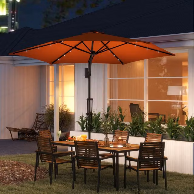Outsunny Cantilever Parasol Umbrella with Solar LED and Cover in Orange