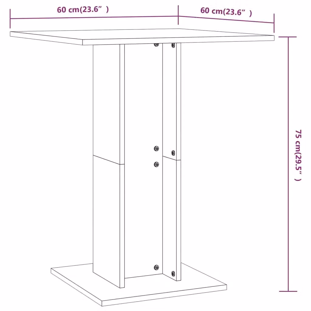 Berkfield Home Bistro Table in Smoked Oak Brown, W/D/H: 60 x 60 x 75 cm – 3