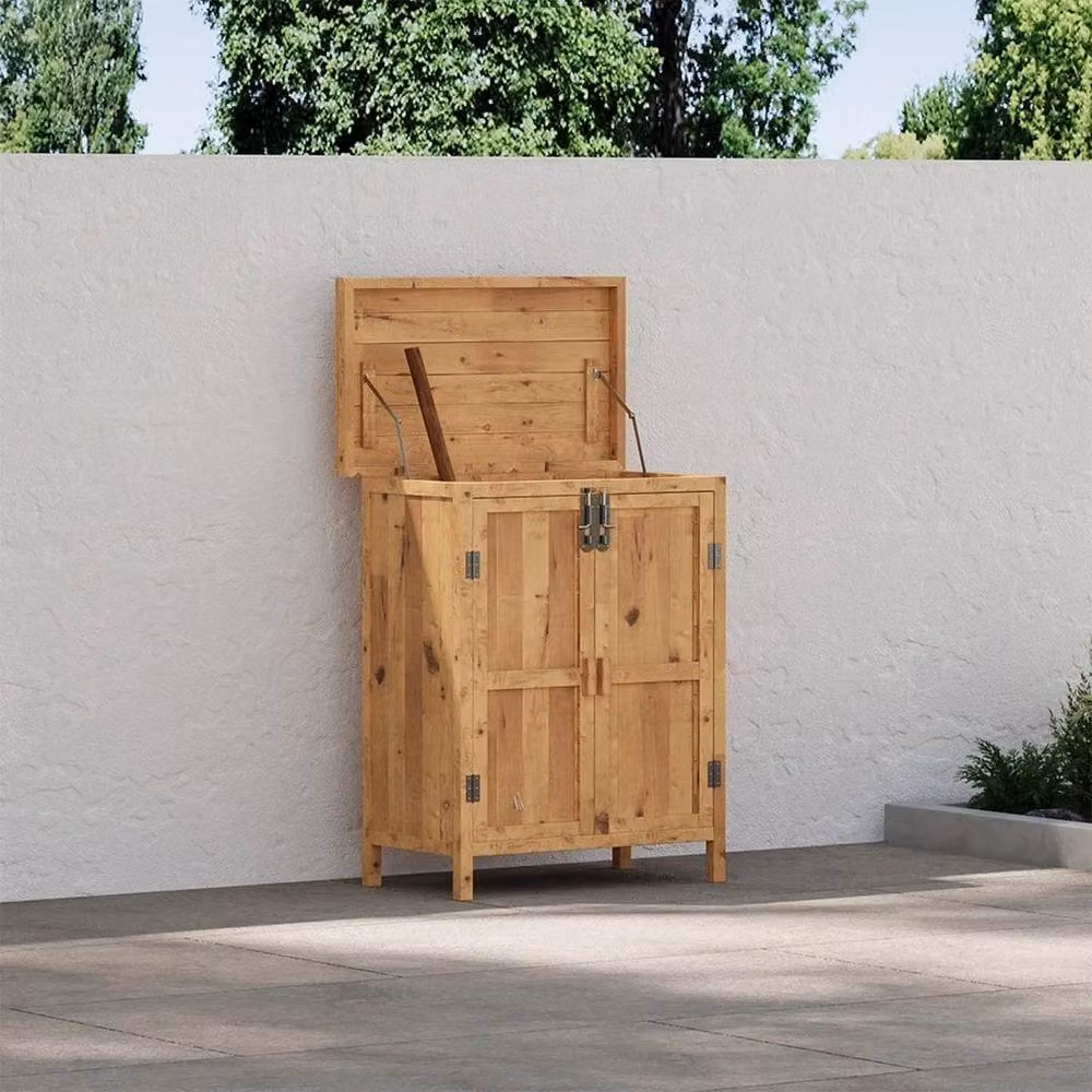 Kelvenix Rustic Wooden Garden Storage Cabinet in Brown, W/D/H: 73.5 x 43.5 x 87.0 cm – 3