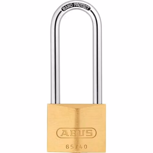 ABUS Brass Padlock with 63mm Long Shackle in Yellow