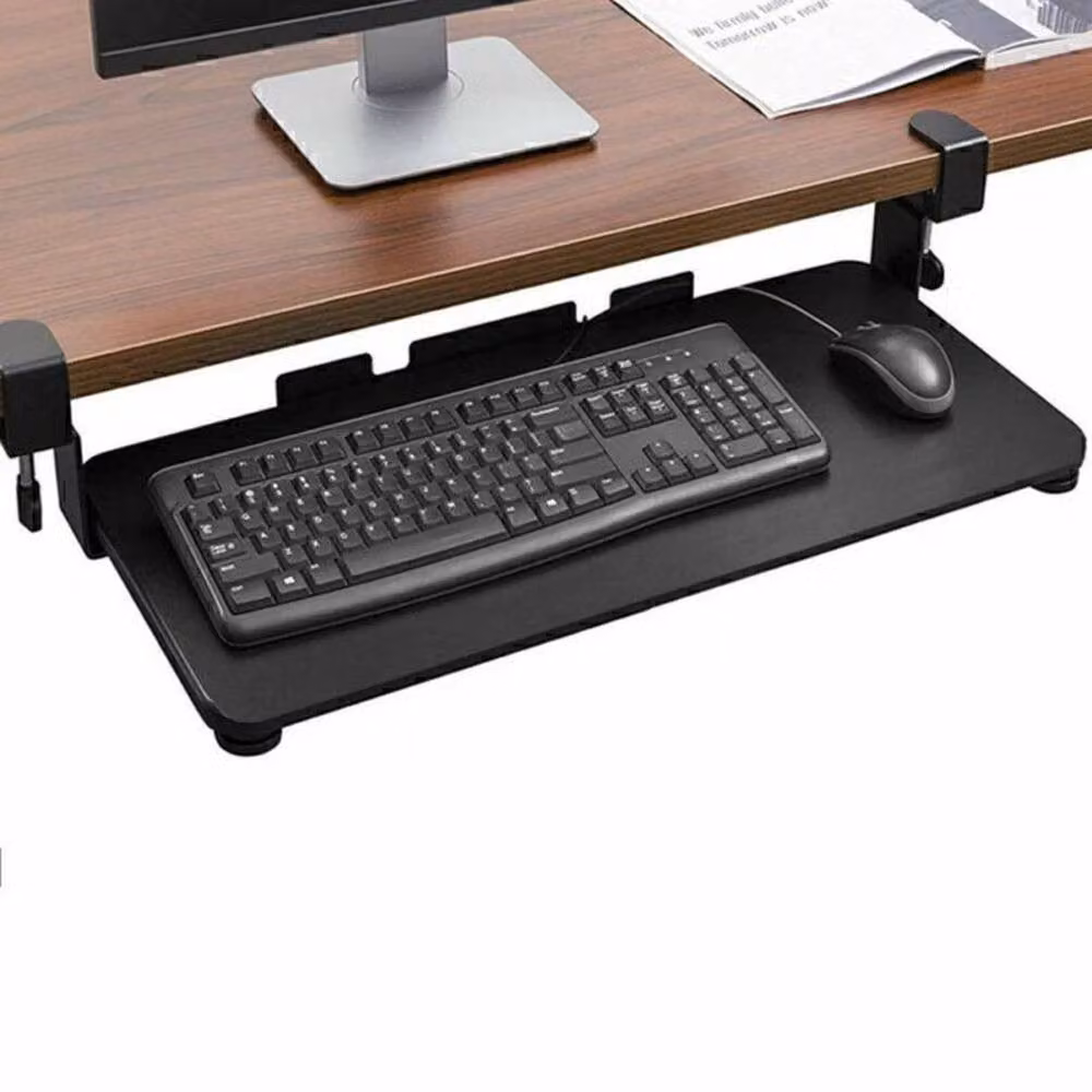 NESTLUNE Under Desk Comfort Keyboard Tray in Black, W: 100 cm, D: 25 cm – 4