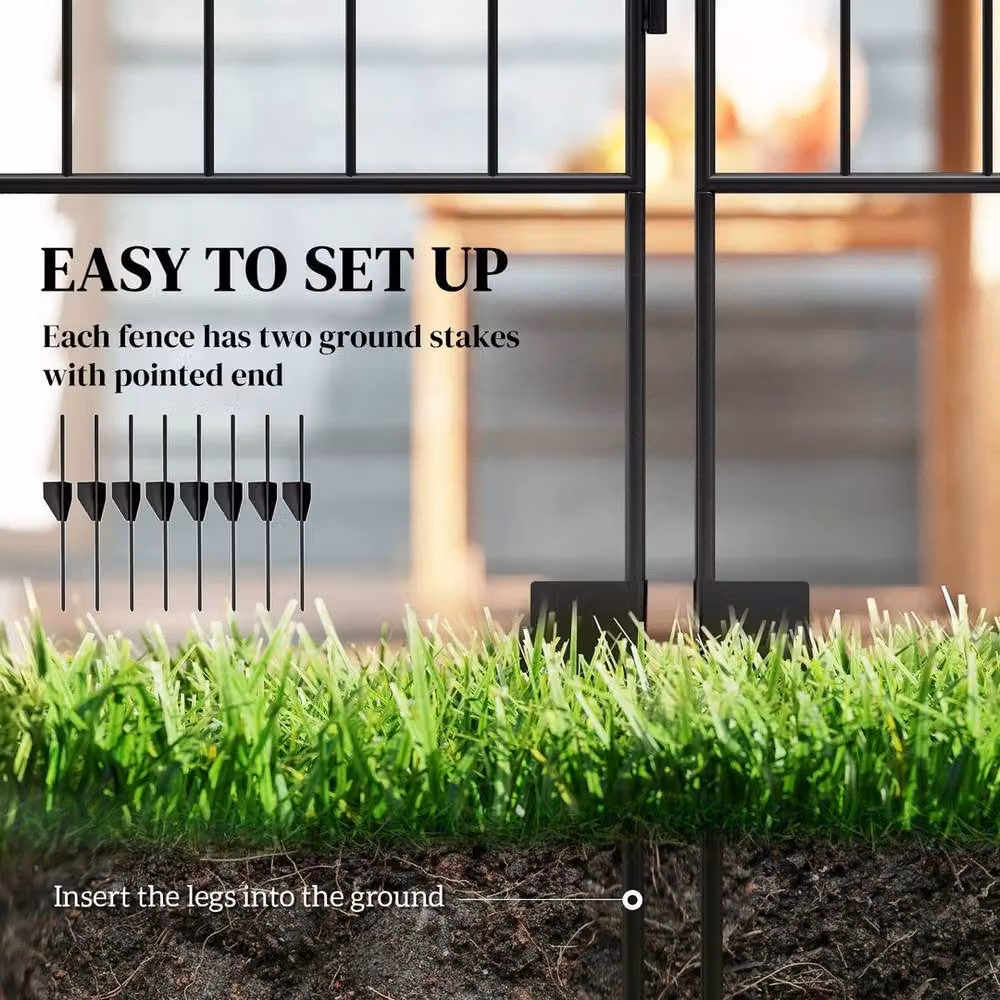 EONLION Decorative Garden Fencing, 4 Pieces, Black, Height: 100 cm – 3