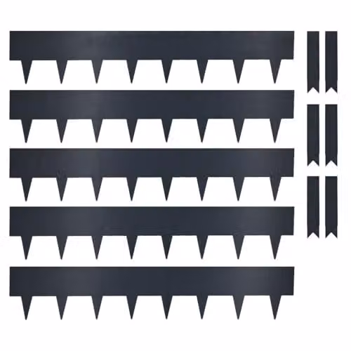Nicoman Metal Garden Border Edging Set, Grey, 5 x 100 cm Panels, Height: 20 cm