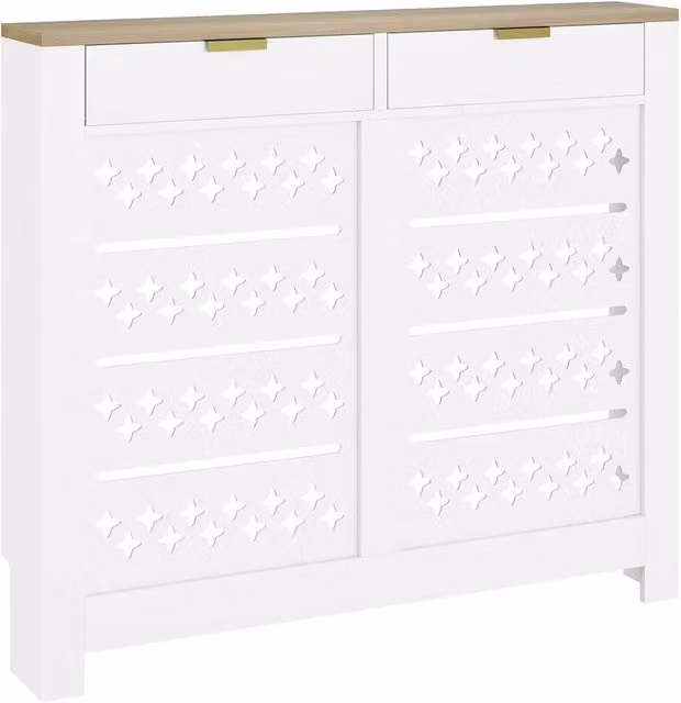 VOGREX Heater Cover with Flip Drawer and Top Shelf in White, W/D/H: 108 x 19 x 95.5 cm