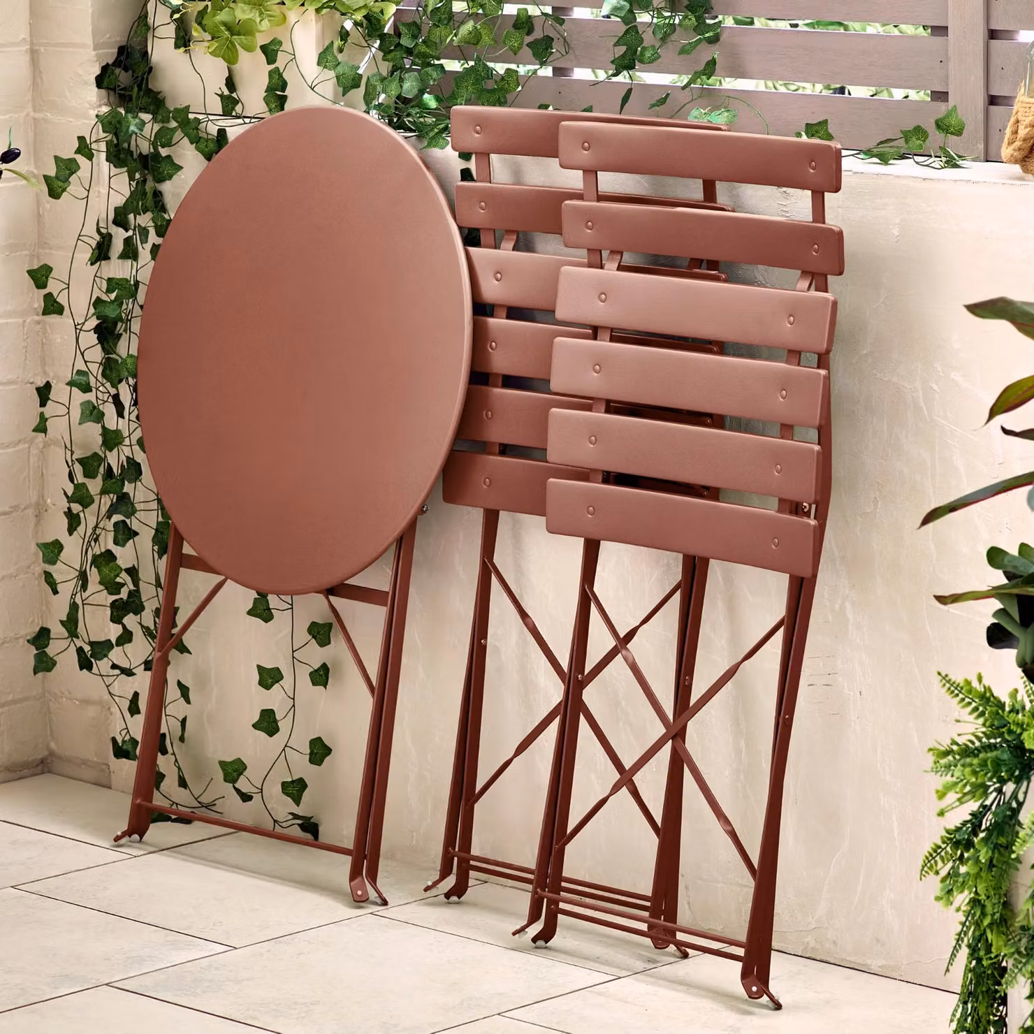 FurnitureboxUK Cabo 2 Seater Metal Bistro Set with Round Table in Dusty Pink – 3