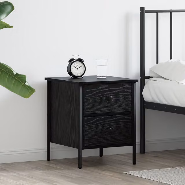 Berkfield Home Black Oak Bedside Cabinet W/D/H: 40 x 42 x 50 cm