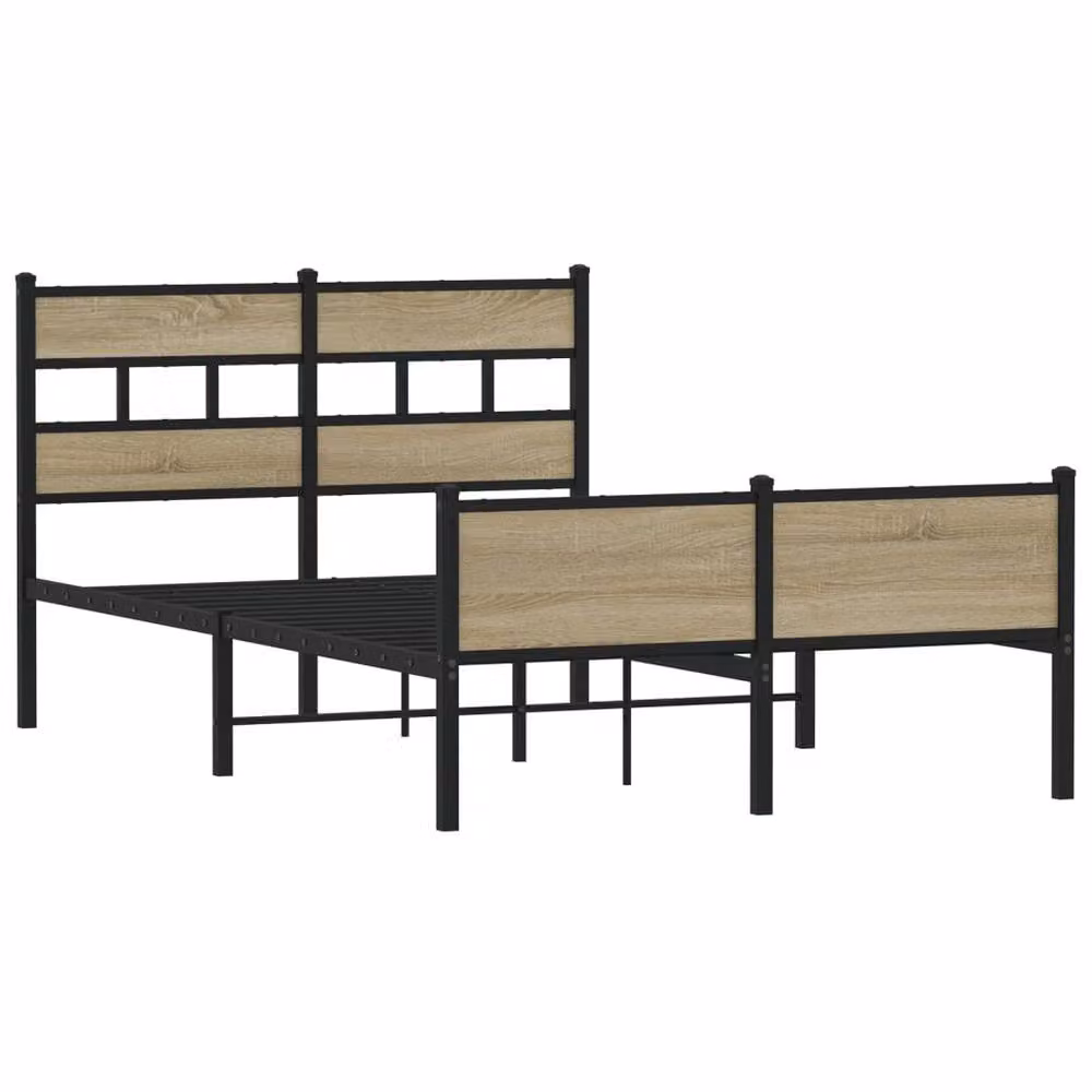 Berkfield Home Small Double Bed Frame in Sonoma Oak and Brown, W/D/H: 120 x 200 cm – 3