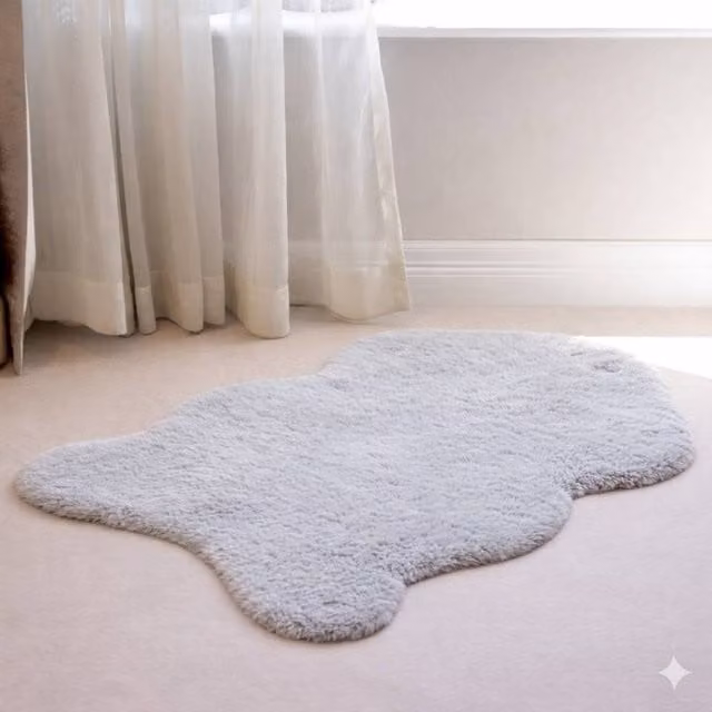 Voltico Super Soft Faux Fur Rug in Grey, W/D: 100 x 110 cm – 1