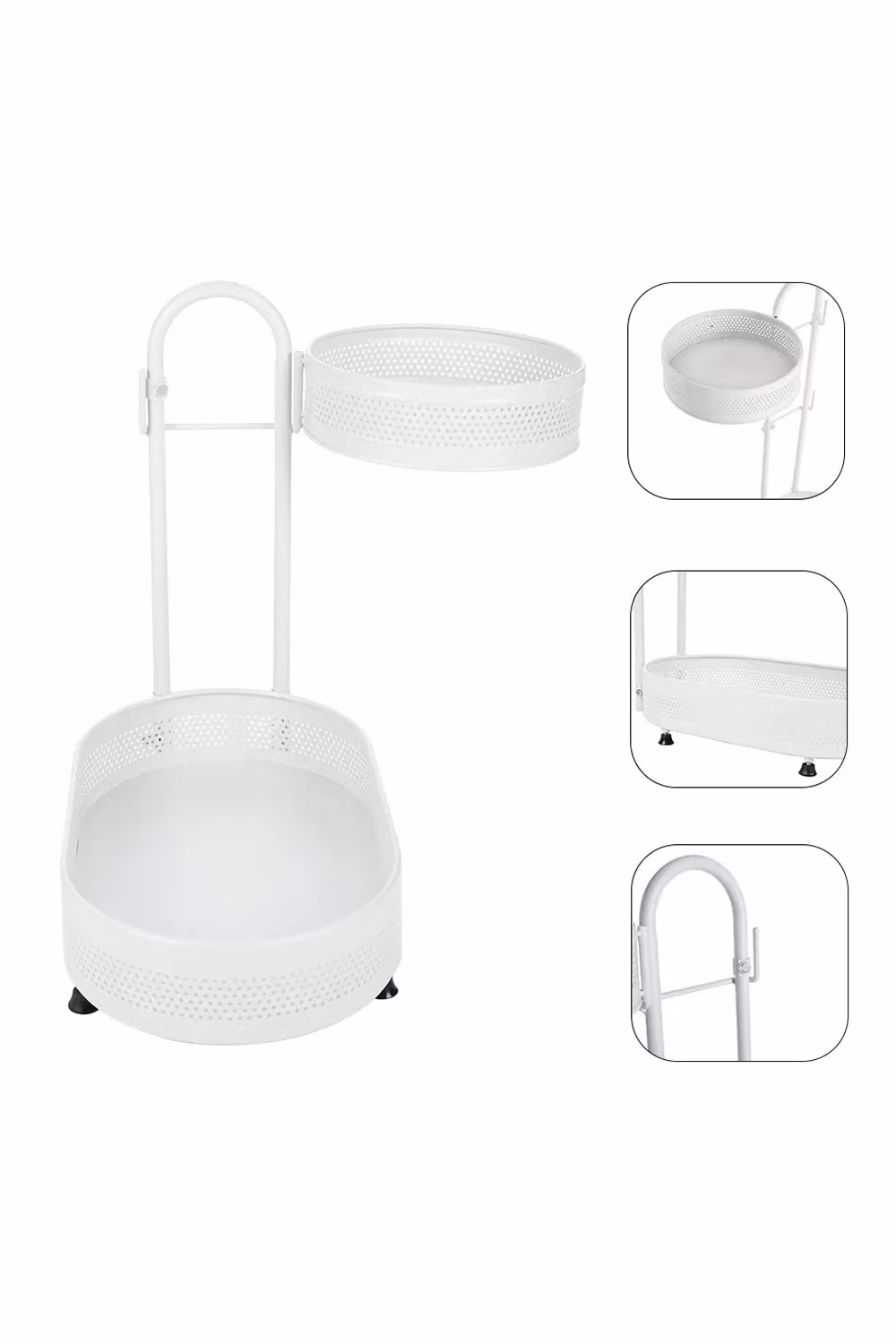 Livingandhome Multi-Layer Rotating Metal Spice Rack and Desktop Storage Shelf in White – 3
