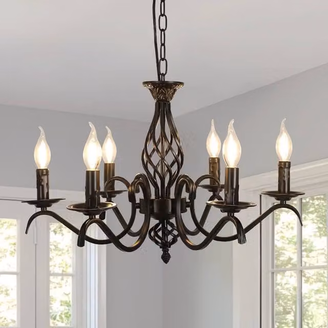 Pheashine Retro Industrial Black Metal Chandelier with Adjustable Chain and E14 Socket – 1