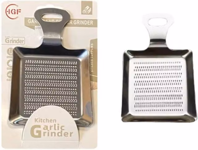KDMD Stainless Steel Flat Ginger and Garlic Kitchen Grater, Silver, W: 7.5 cm, D: 7.2 cm – 1