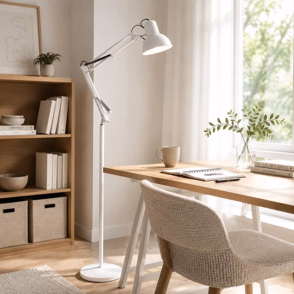 PAWNORA LED Floor Lamp with Adjustable Flexible Swing Arms in White – 4