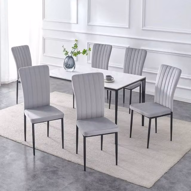 FORGEVIO Set of 6 Modern Dining Chairs with Upholstered Velvet Seats in Grey – 1